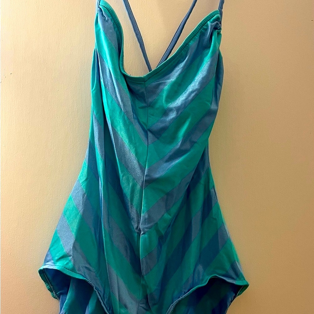 Striped Teal and Blue Bathing Suit